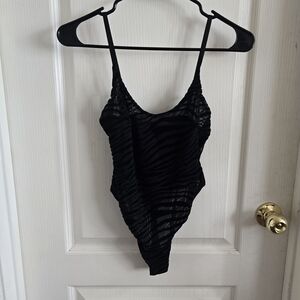 ASOS Black Zebra Pattern Bodysuit